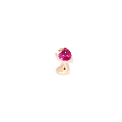 14KT Solid Gold Devil Heart Threaded Labret Earring -