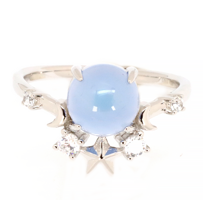 Blue stone ring round - Ring - 1