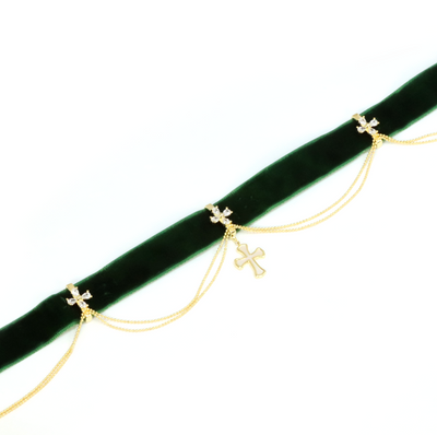 Sage Velvet Choker - 1